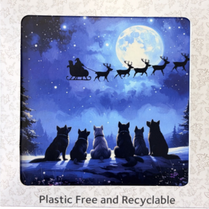 Christmas Cards - Dogs watching Santa's Sleigh