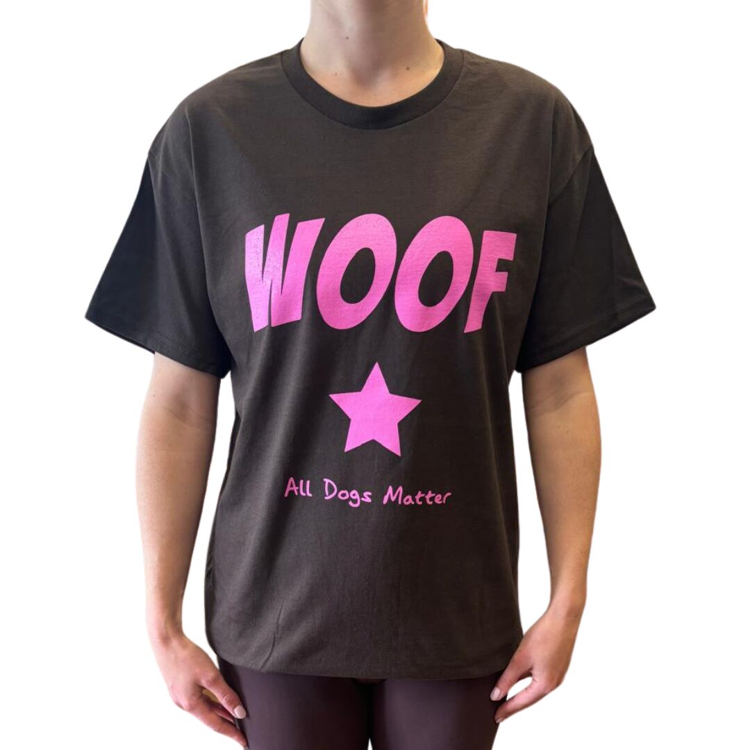 WOOF! T-Shirt Chocolate and Pink