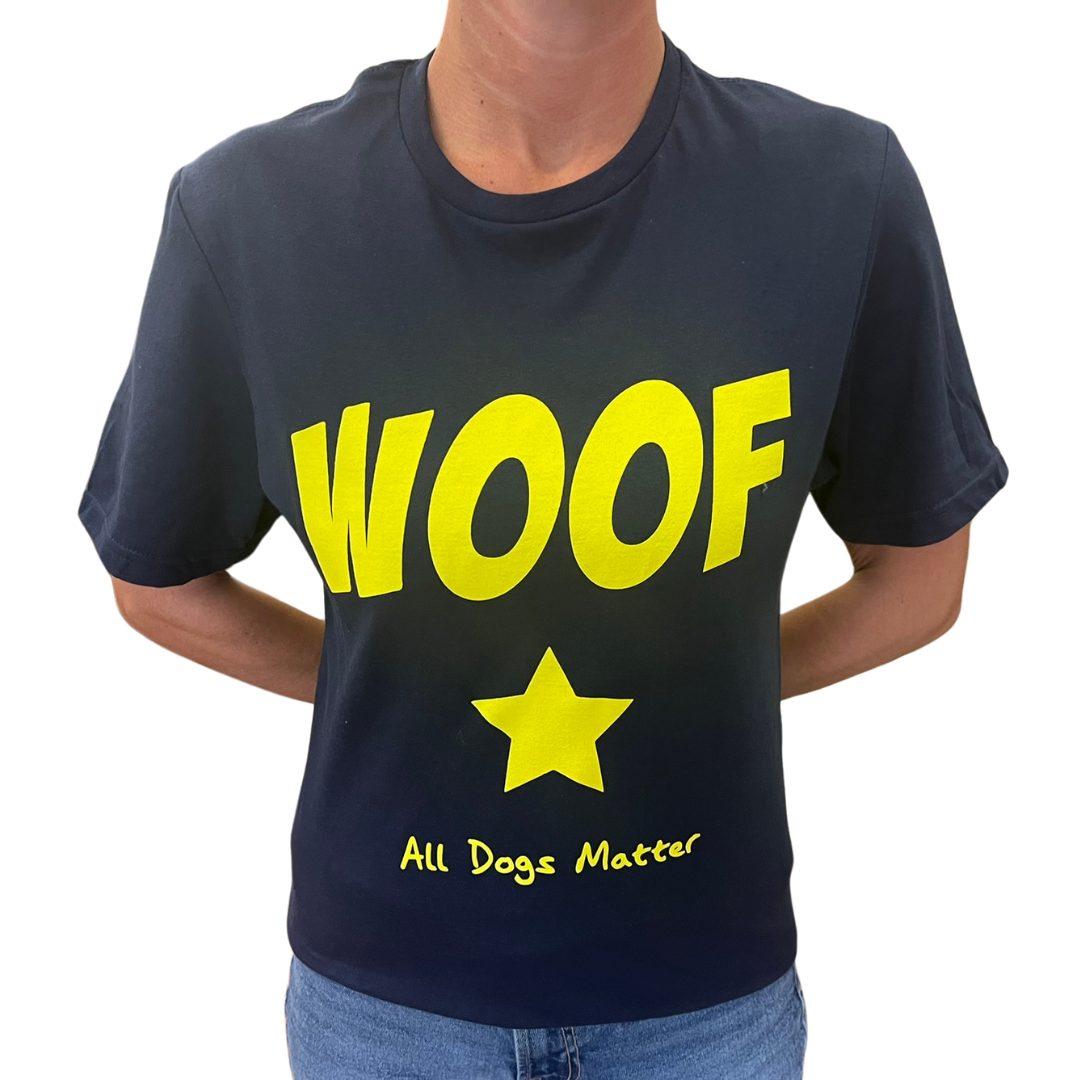 WOOF! T-Shirt Navy and Yellow